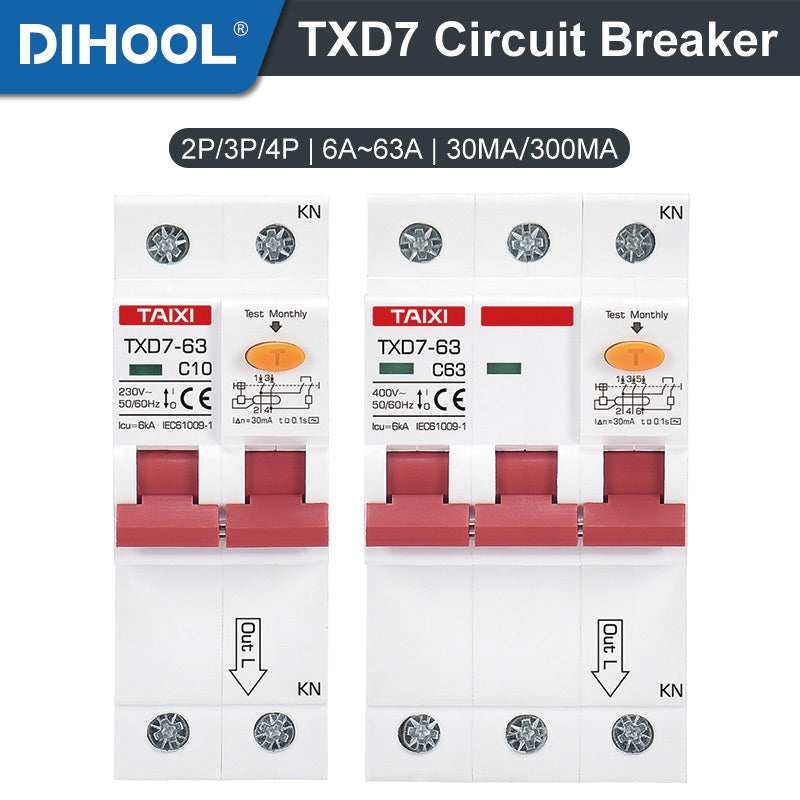 TXD7 6-63A Circuit Breaker Leakage Protection