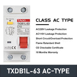 TXDB1L 6-63A Residual Current Circuit Breaker Leakage Protection