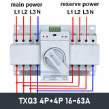 "TXQ3 Dual Power Auto Transfer Switch ATS 16A 20A 25A 32A 40A 50A 63A
