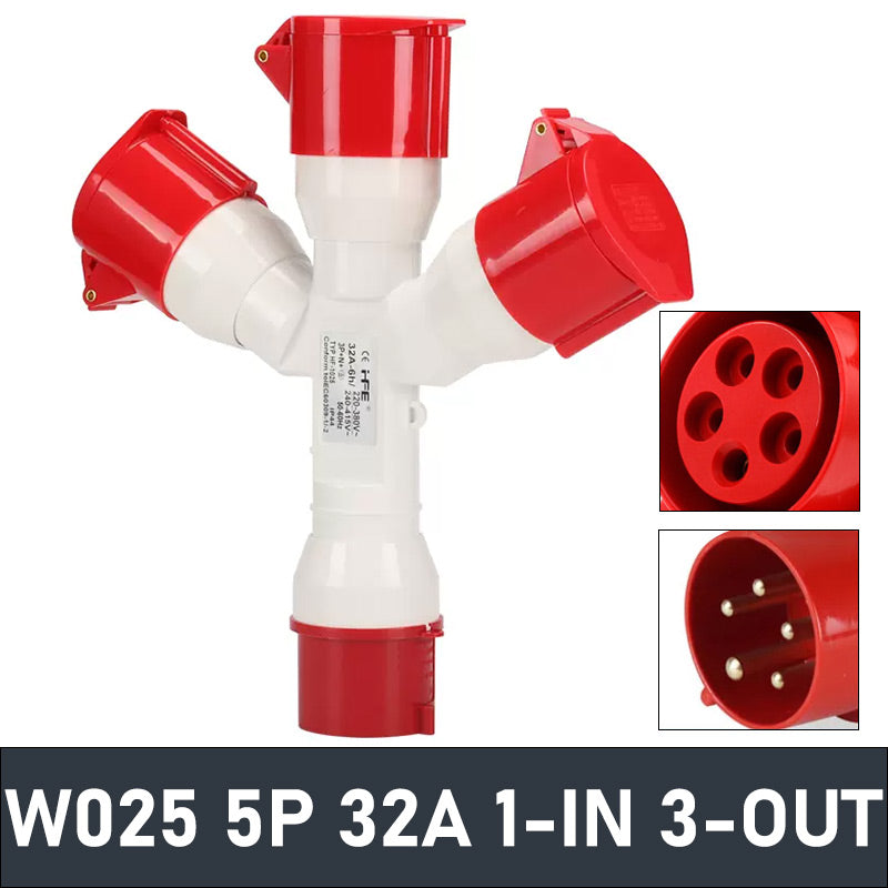 -TXA-Y Multi-Function 1-IN 2/3-OUT Industrial Plug And Socket Waterproof IP44 3/4/5P 16A 32A