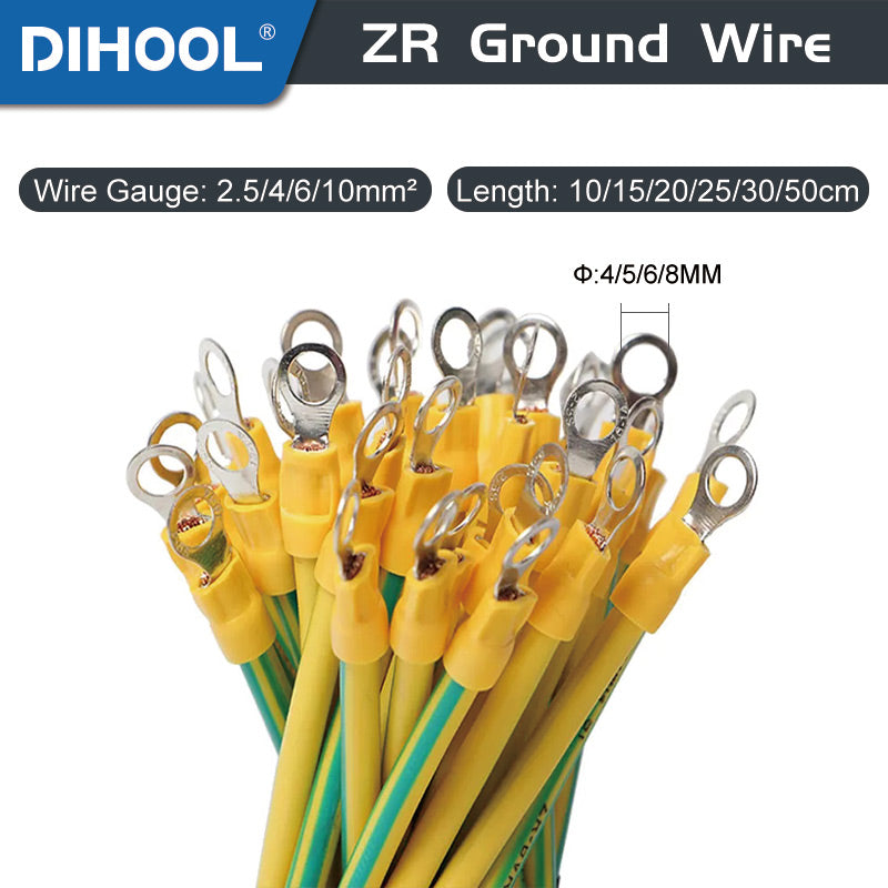 ZR Ground Wire 10PCS 2.5/4/6/10mm² Copper Tinned Cables 10/15/20/25/30/50CM